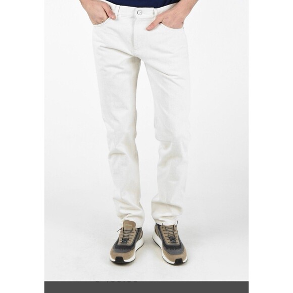 ERMENEGILDO ZEGNA LUXURY REGULAR FIT STRAIGHT LEG Men’s JEANS 38x33 Ivory Rare